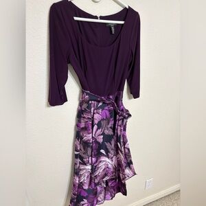 R&M Richards Deep Purple Floral Dress Size 12P